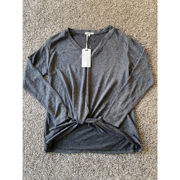 Pleione Tops - Pleione Grey V-neck Top - XS
